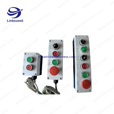 2P - 6P PA6/aluminum white Button Box  with Custom Wiring Harness